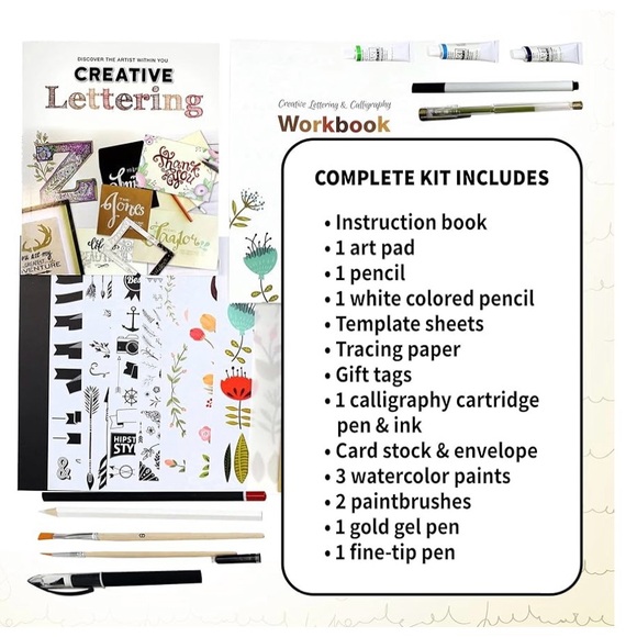 SpiceBox Creative Hand Lettering Kit, Learn Calligraphy Set with Workbook - Picture 4 of 4